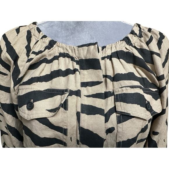 Current/Elliott Animal-Print Linen Jacket-Blouse Size 1/S – Lightweight & Chic - Picture 6 of 9